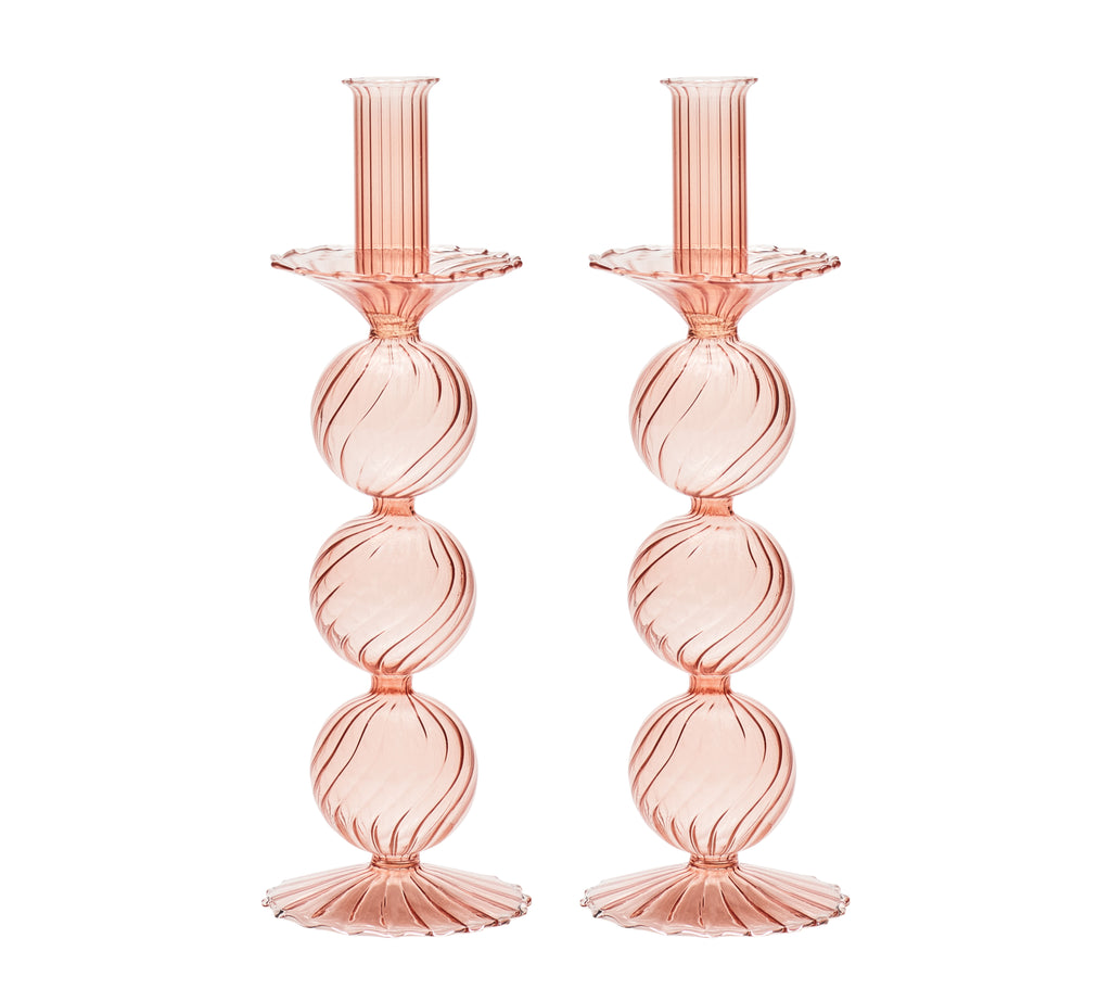 Iris Tall Candle Holder in Blush, Set of 2