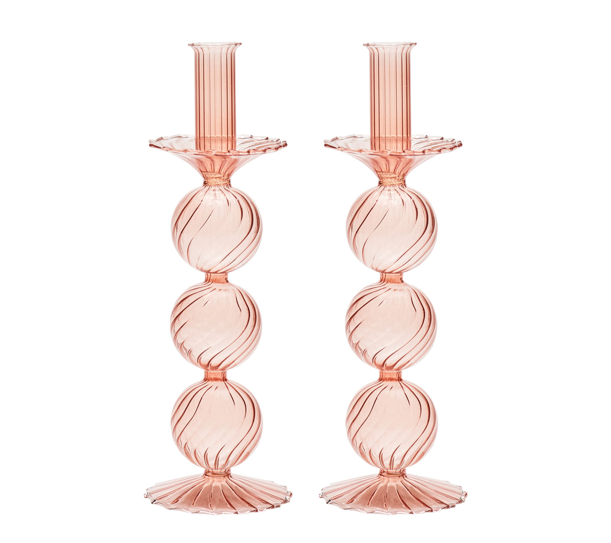 Iris Tall Candle Holder in Blush, Set of 2