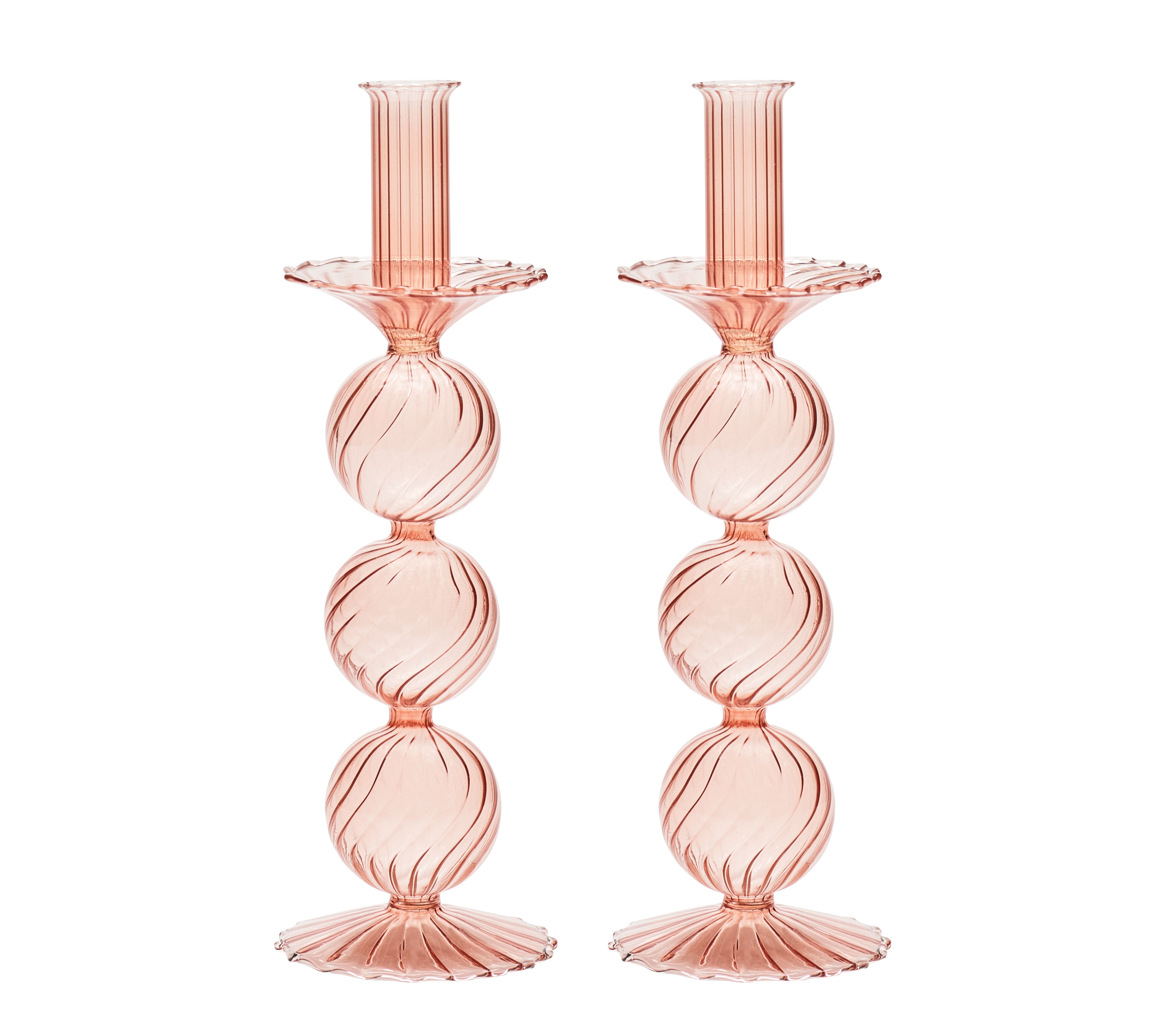 Iris Tall Candle Holder in Blush, Set of 2