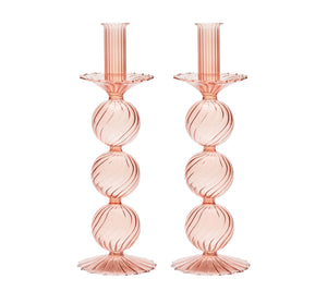 Iris Tall Candle Holder in Blush, Set of 2
