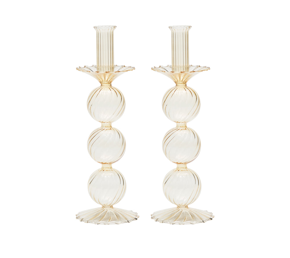 Iris Tall Candle Holder in Champagne, Set of 2