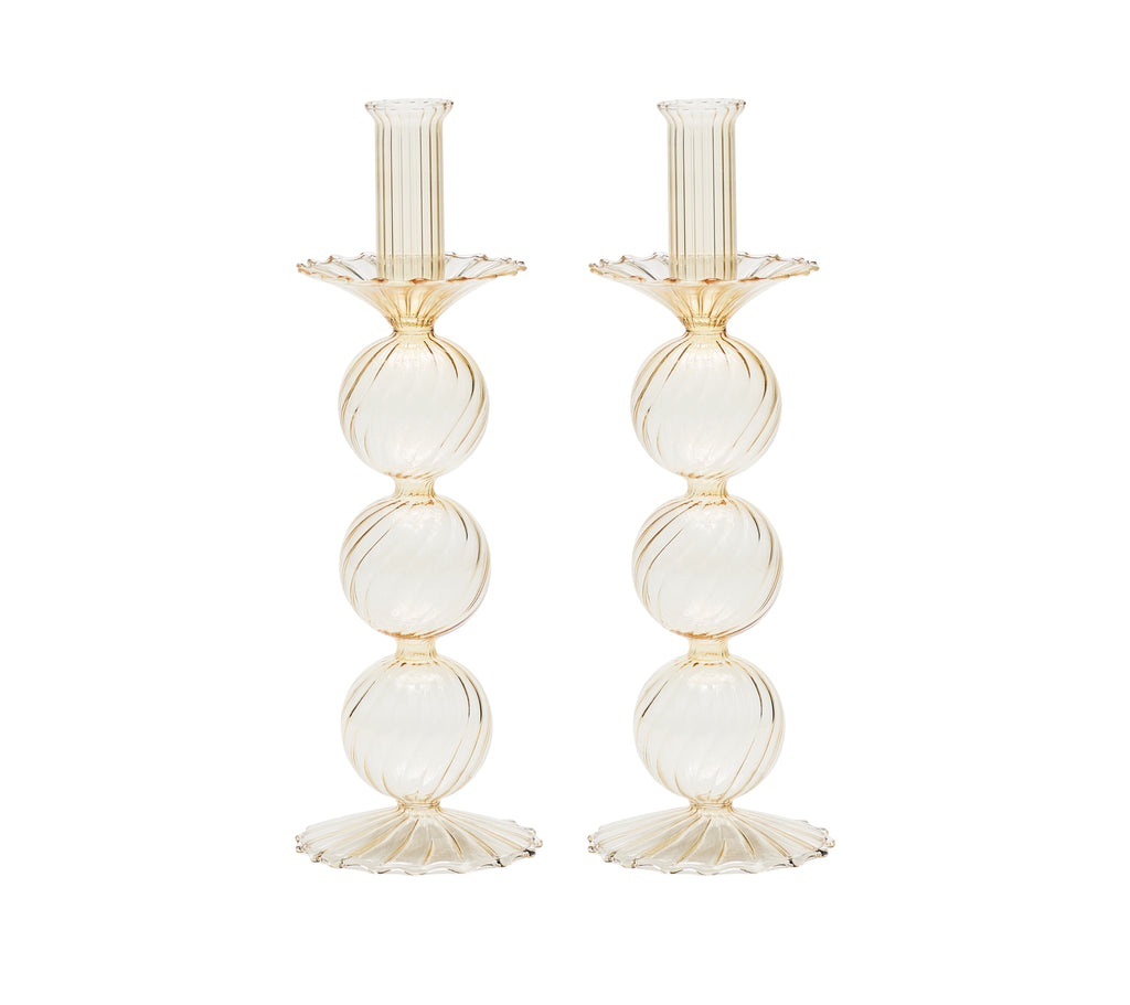 Iris Tall Candle Holder in Champagne, Set of 2