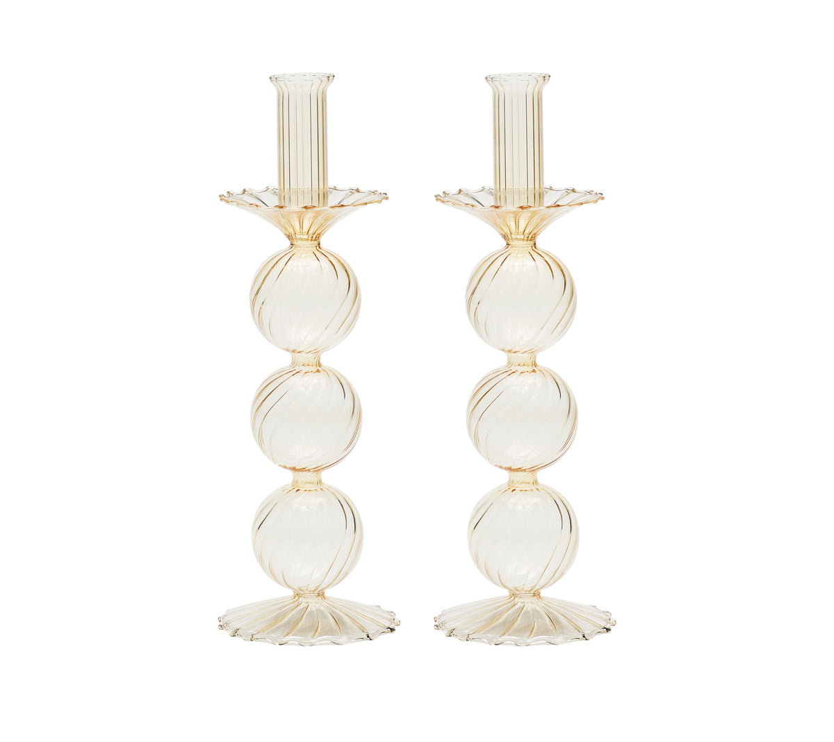 Iris Tall Candle Holder in Champagne, Set of 2