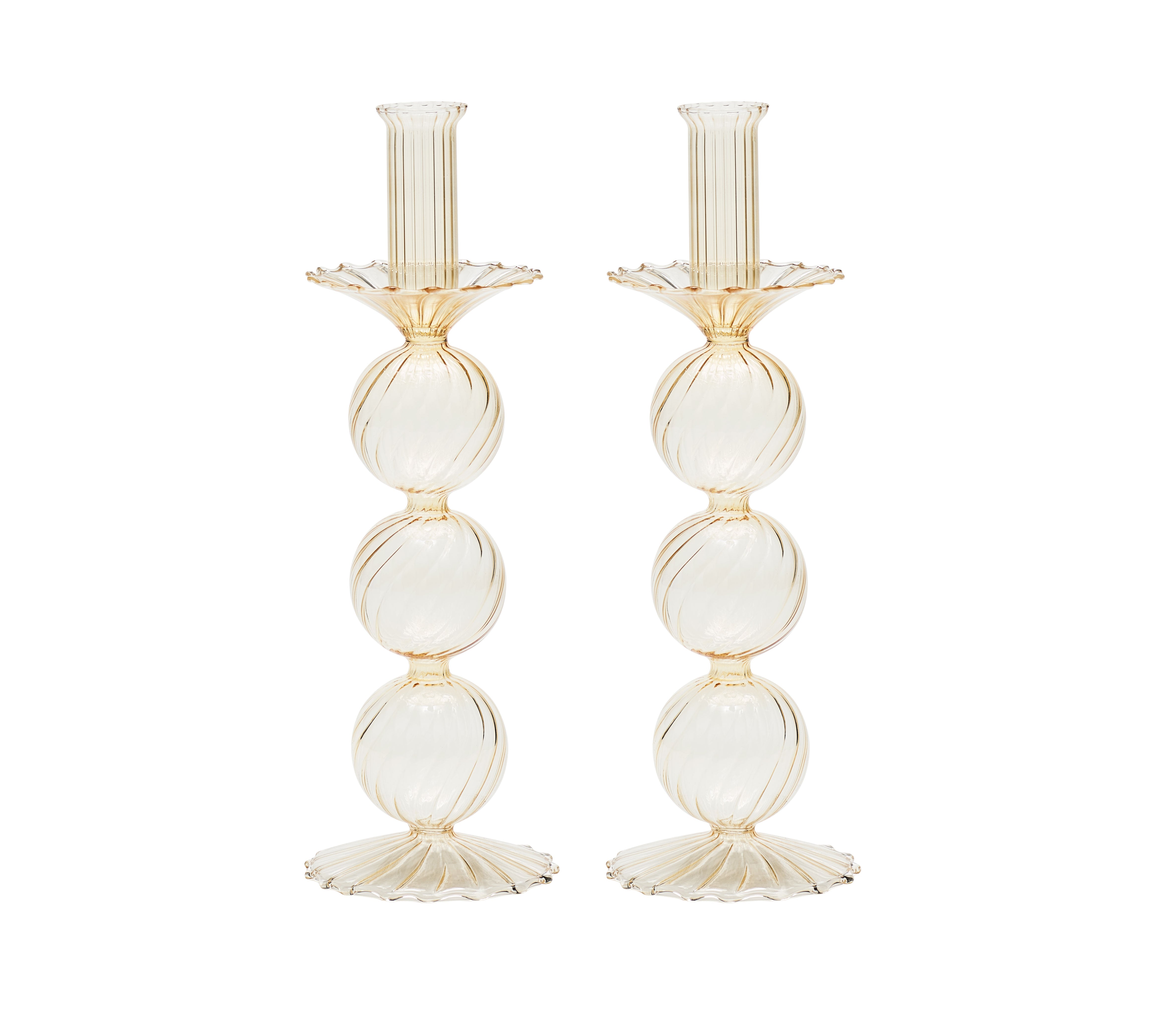 Iris Tall Candle Holder in Champagne, Set of 2