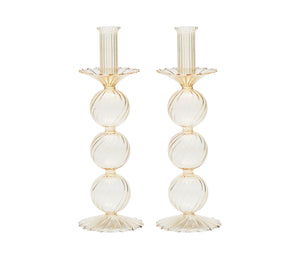 Iris Tall Candle Holder in Champagne, Set of 2