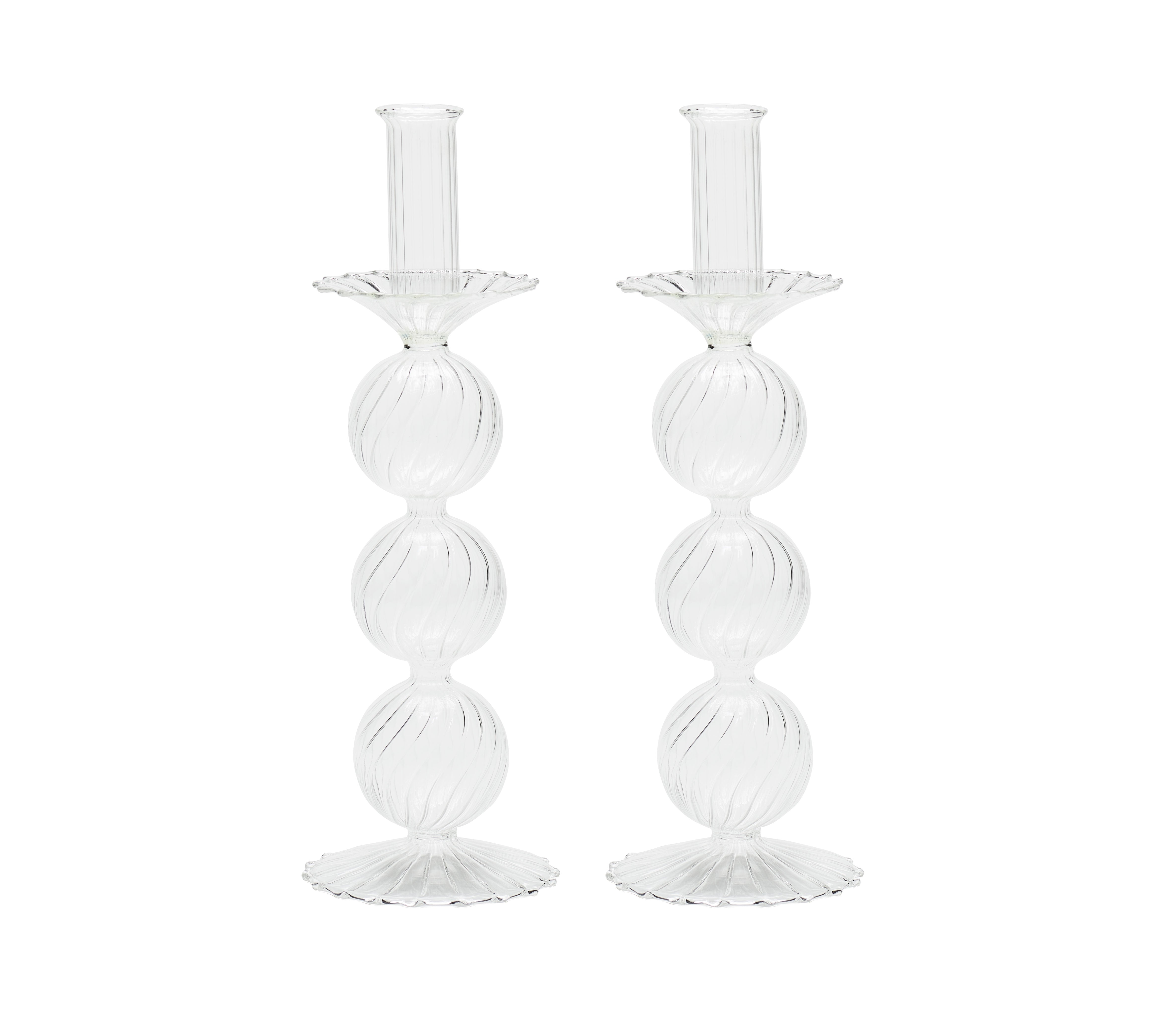 Iris Tall Candle Holder in Clear, Set of 2