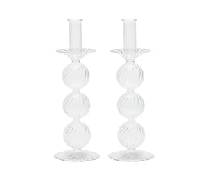 Iris Tall Candle Holder in Clear, Set of 2