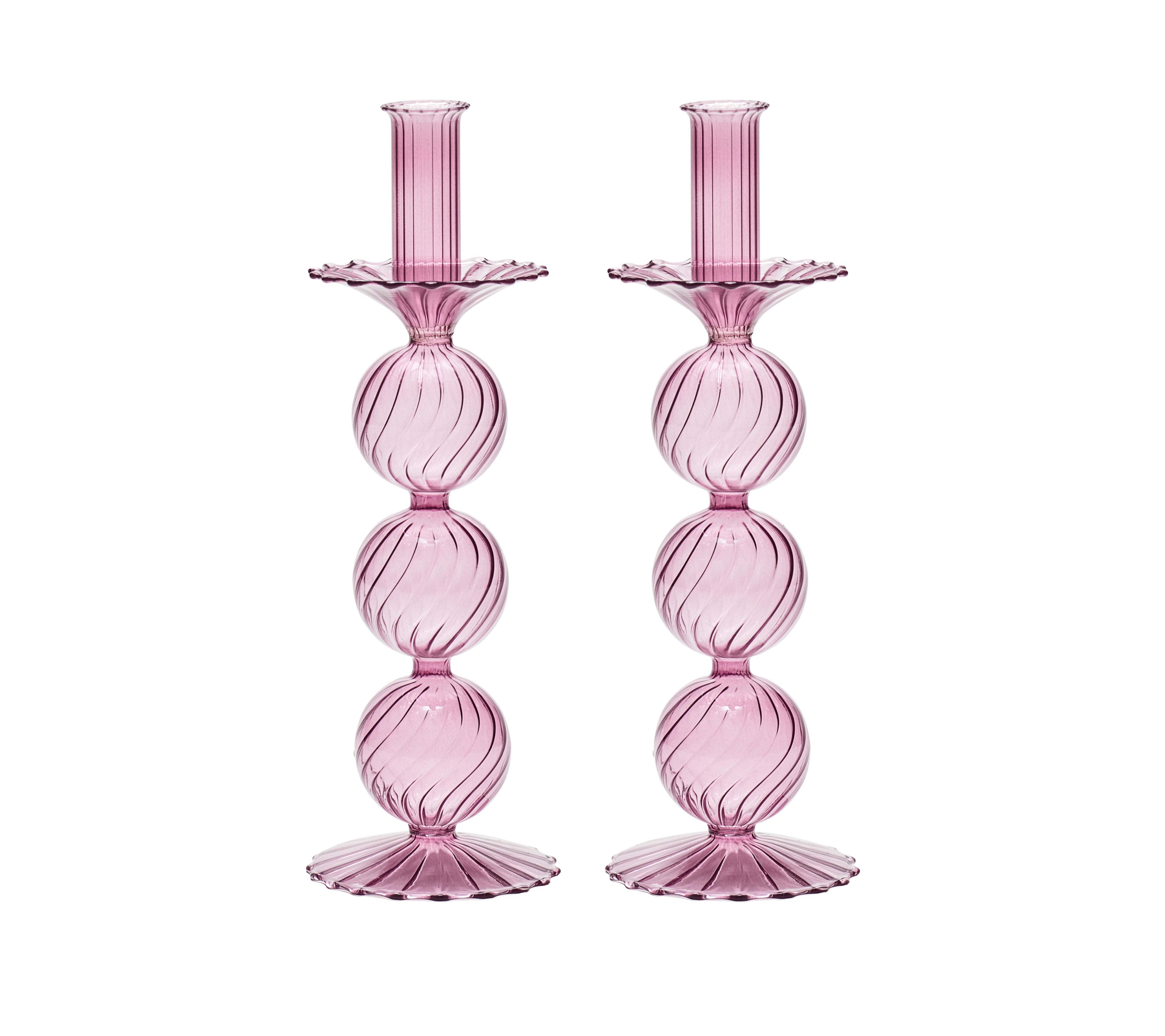 Iris Tall Candle Holder in Lavender, Set of 2