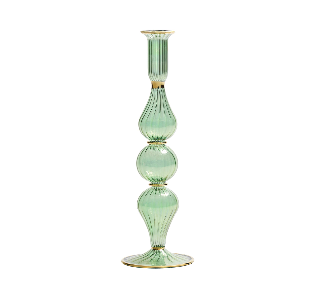 Ripple Candle Holder in Green