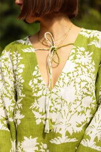 Doha Caftan in Green Bouquet