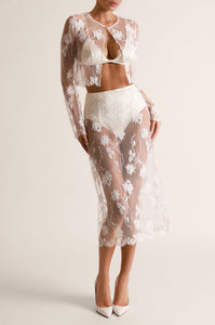 Dominique Midi Skirt in Ivory