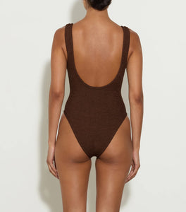 Domino Swimsuit In Metallic Chocolate