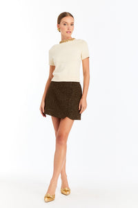 Drew Crew-Neck Sweater in Panna Cotta Ivory
