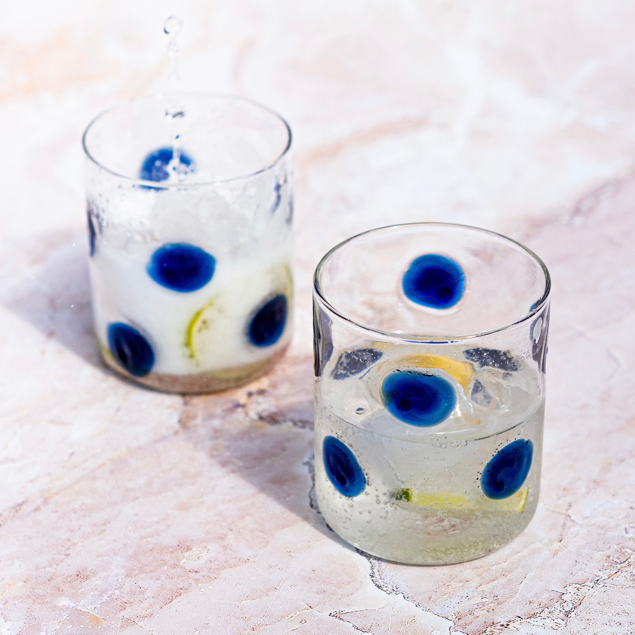Drop Blue Double Old Fashioned in Blue, Set of 2