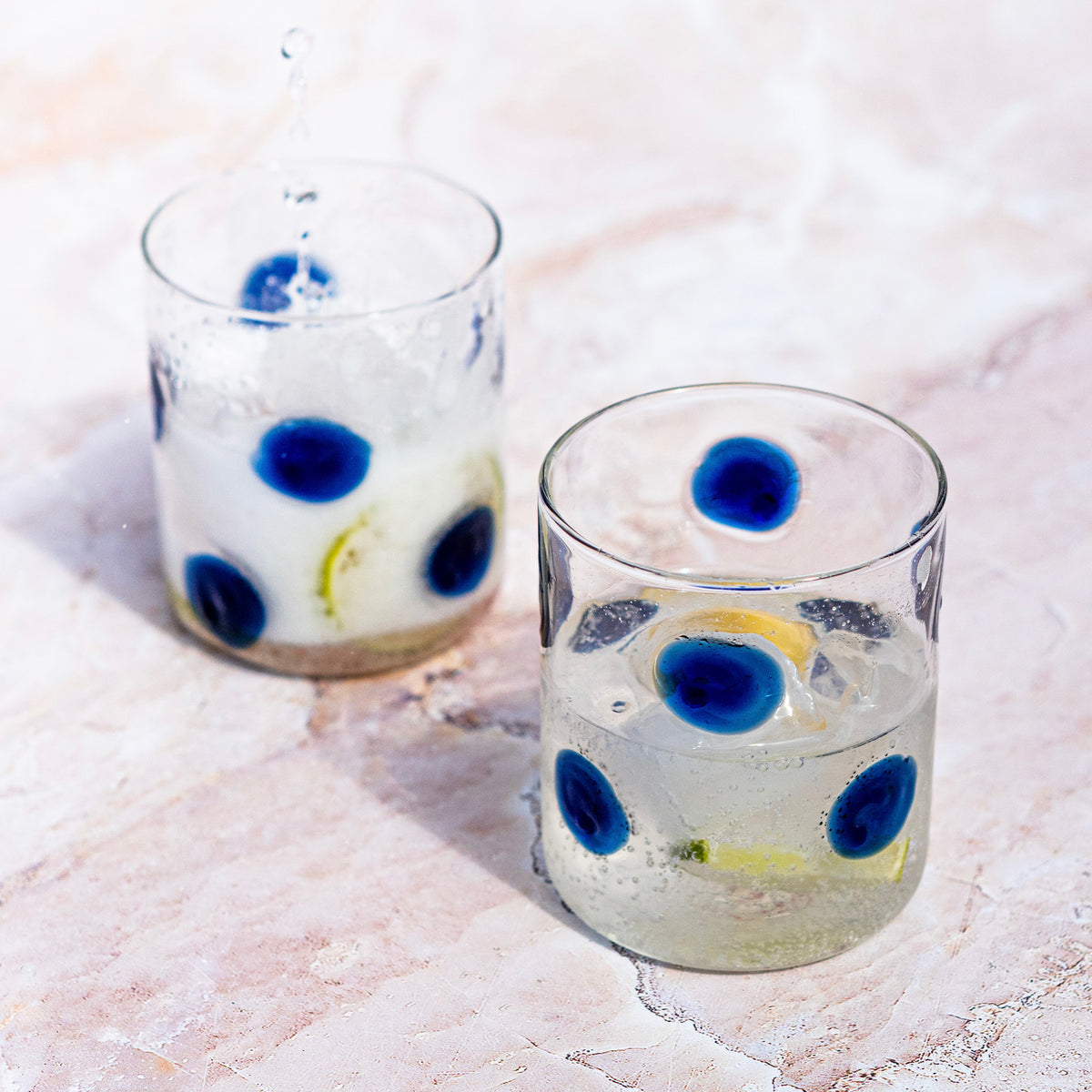 Drop Blue Double Old Fashioned in Blue, Set of 2