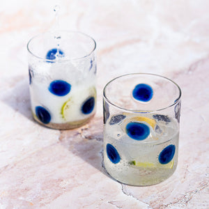 Drop Blue Double Old Fashioned in Blue, Set of 2