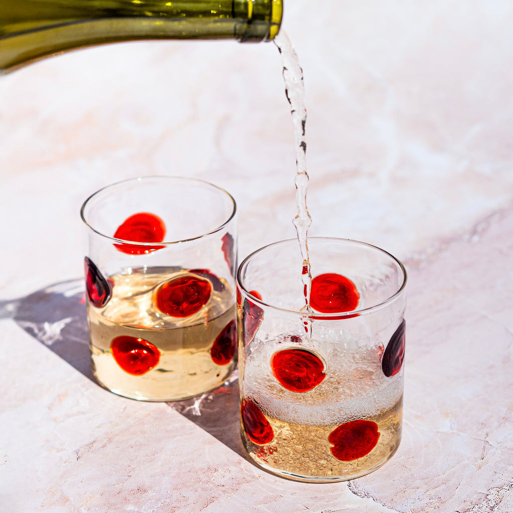 Drop Red Double Old Fashioned in Red, Set of 2