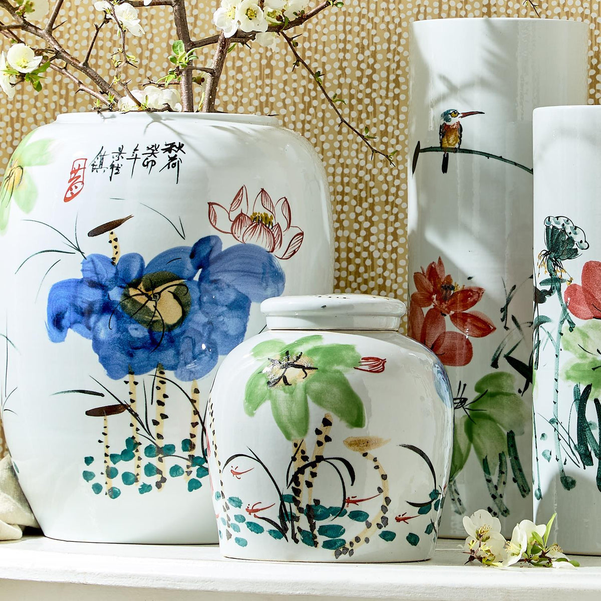 Japanese Flower Blossoms Jar