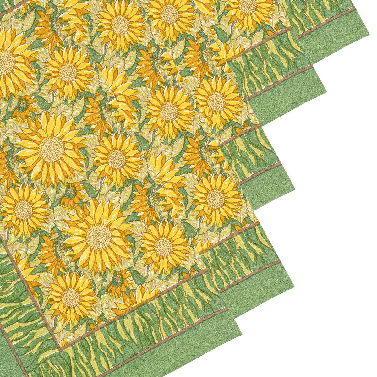 Sunflower Napkins in Yellow & Green, Set of 6