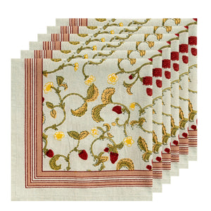 Fraises des Bois Napkins, Set of 6