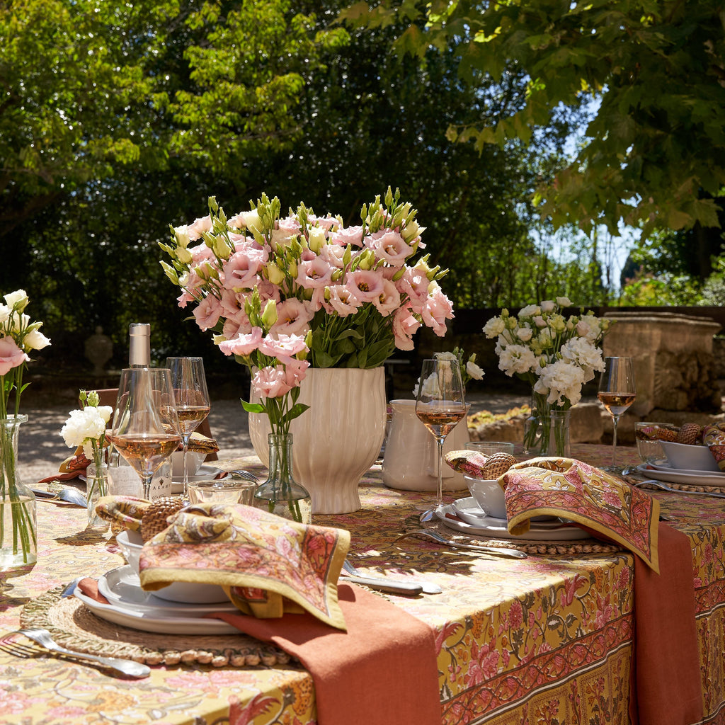 French Tablecloth Damaris Pink & Mustard