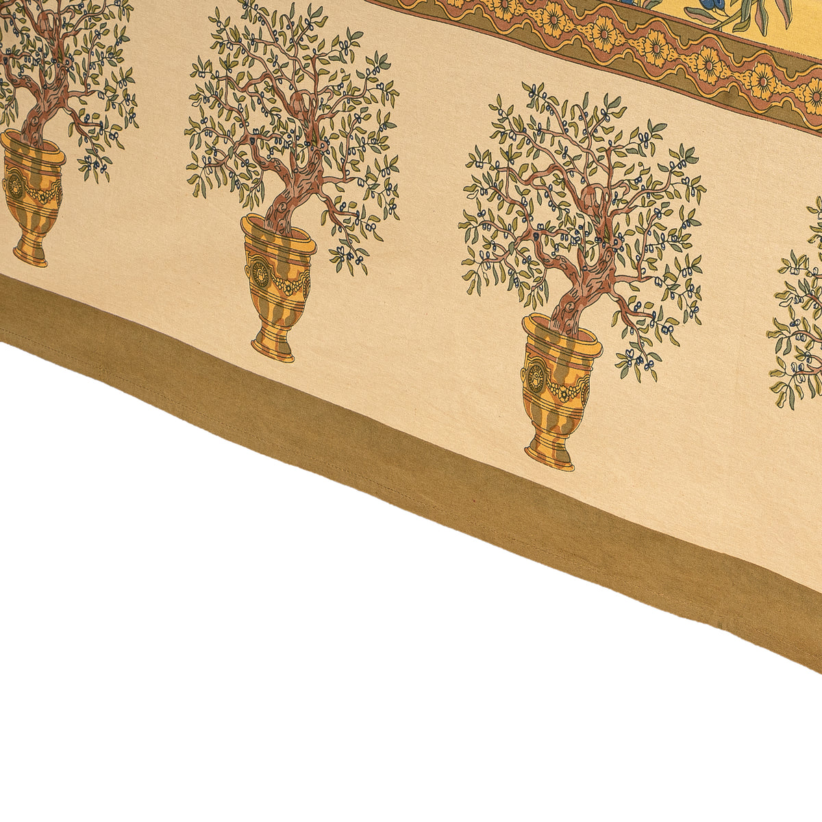 Olive Tree Tablecloth in Khaki & Blue