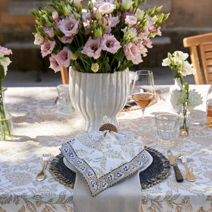 Chloe Napkins Blue & Brown, Set of 4