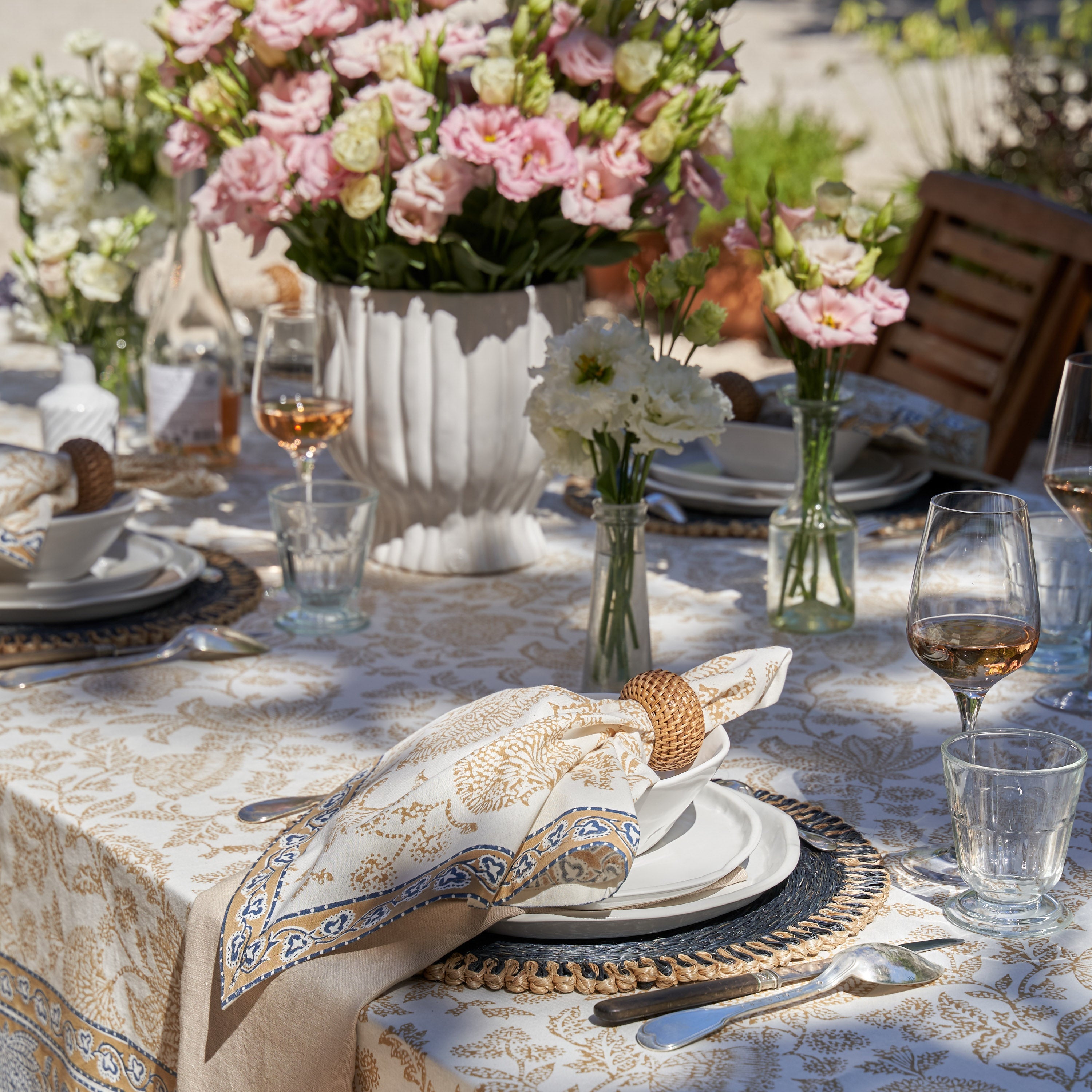 Chloe Napkins Blue & Brown, Set of 4