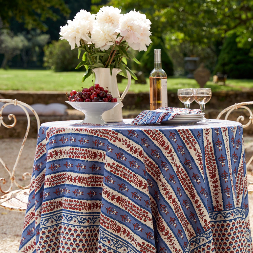 French Tablecloth Avignon Red & Blue