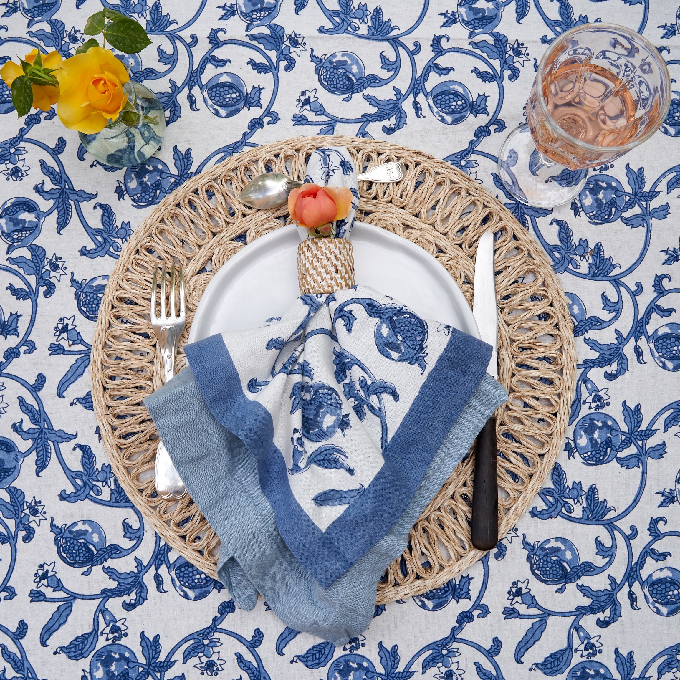 Granada Cornflower Napkins in Blue, Set of 6