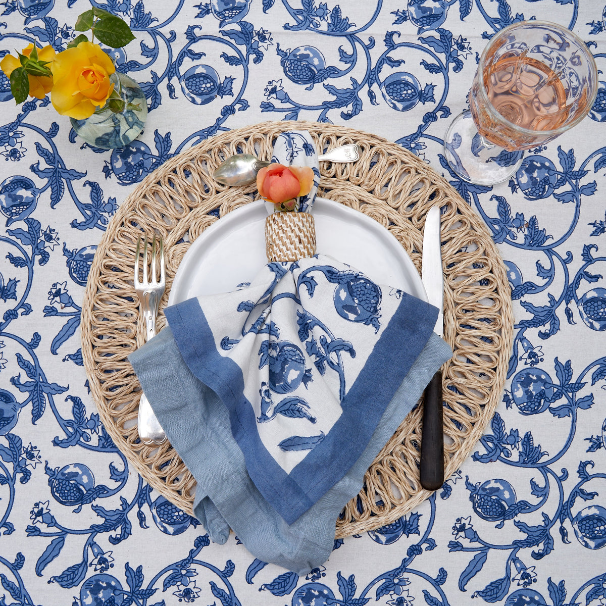 Granada Cornflower Napkins in Blue, Set of 6