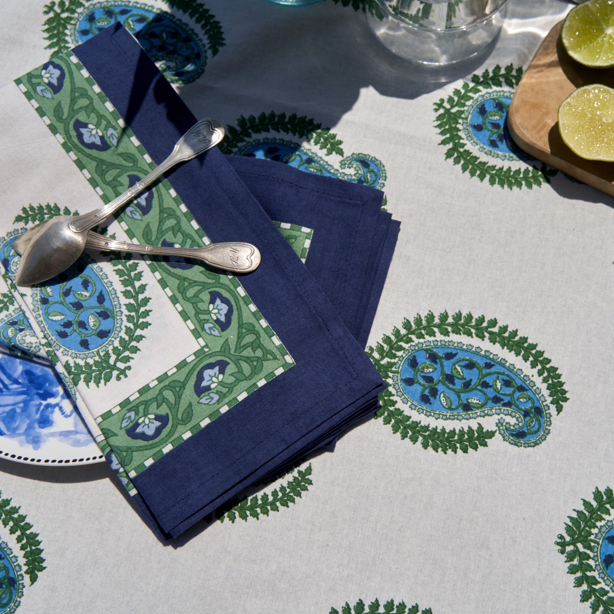 Cassis Napkins in Blue & Green, Set of 6
