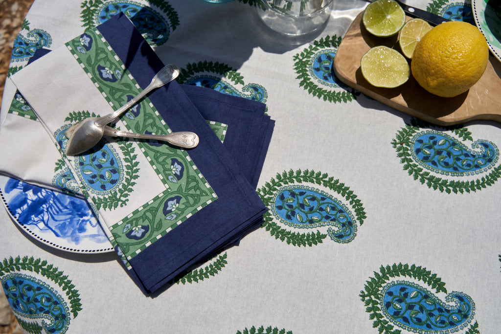 Cassis Tablecloth in Blue & Green