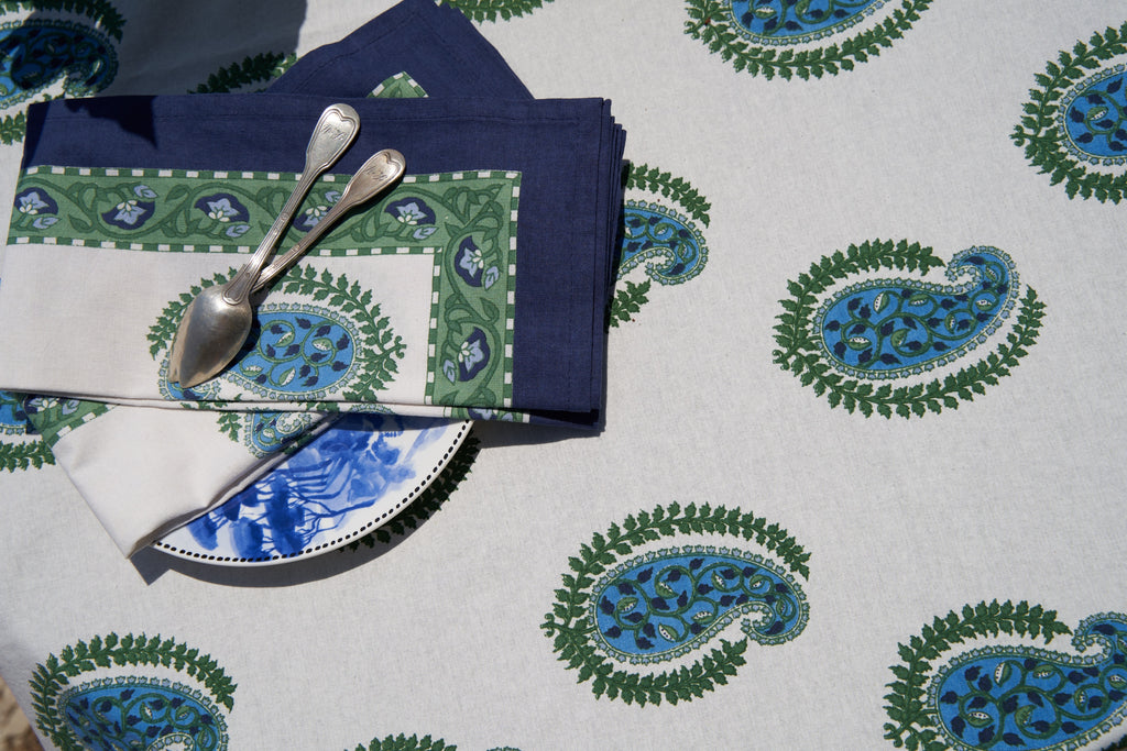 Cassis Tablecloth in Blue & Green