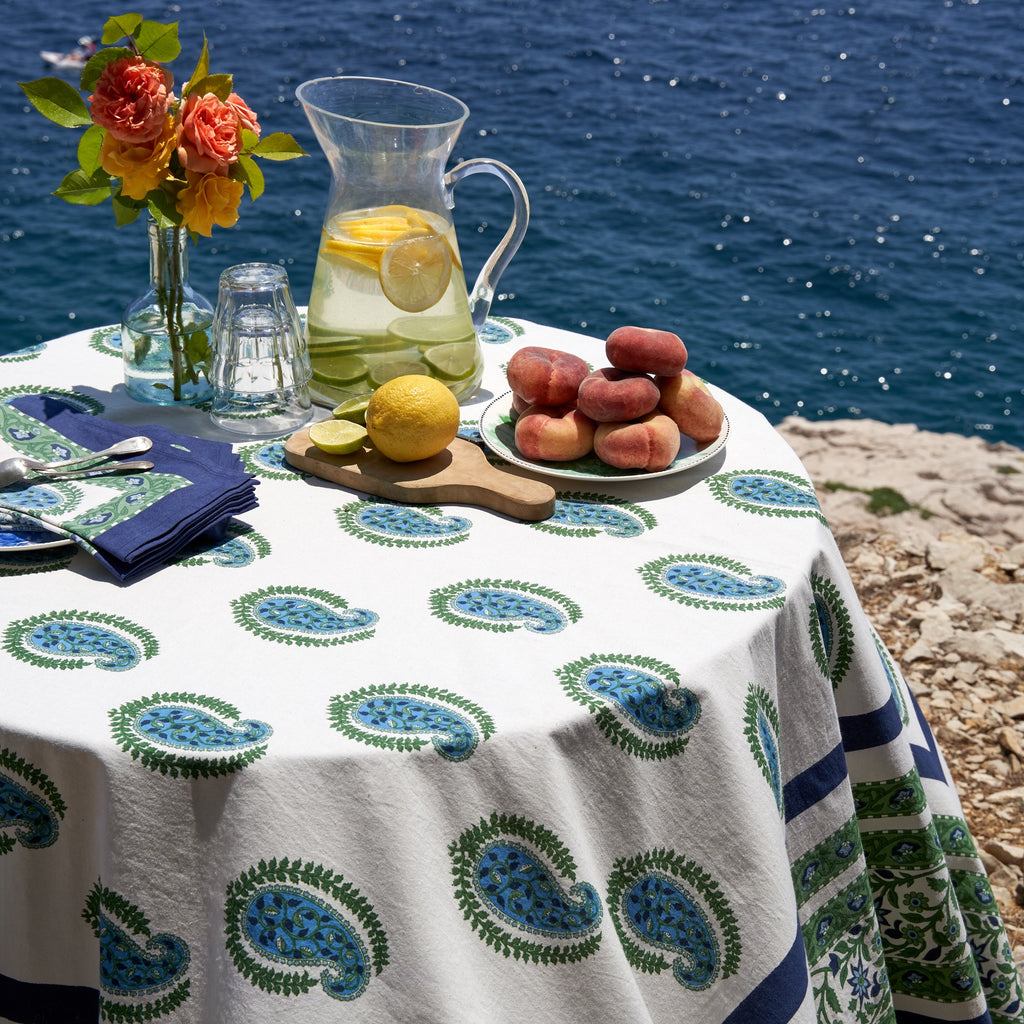 Cassis Tablecloth in Blue & Green