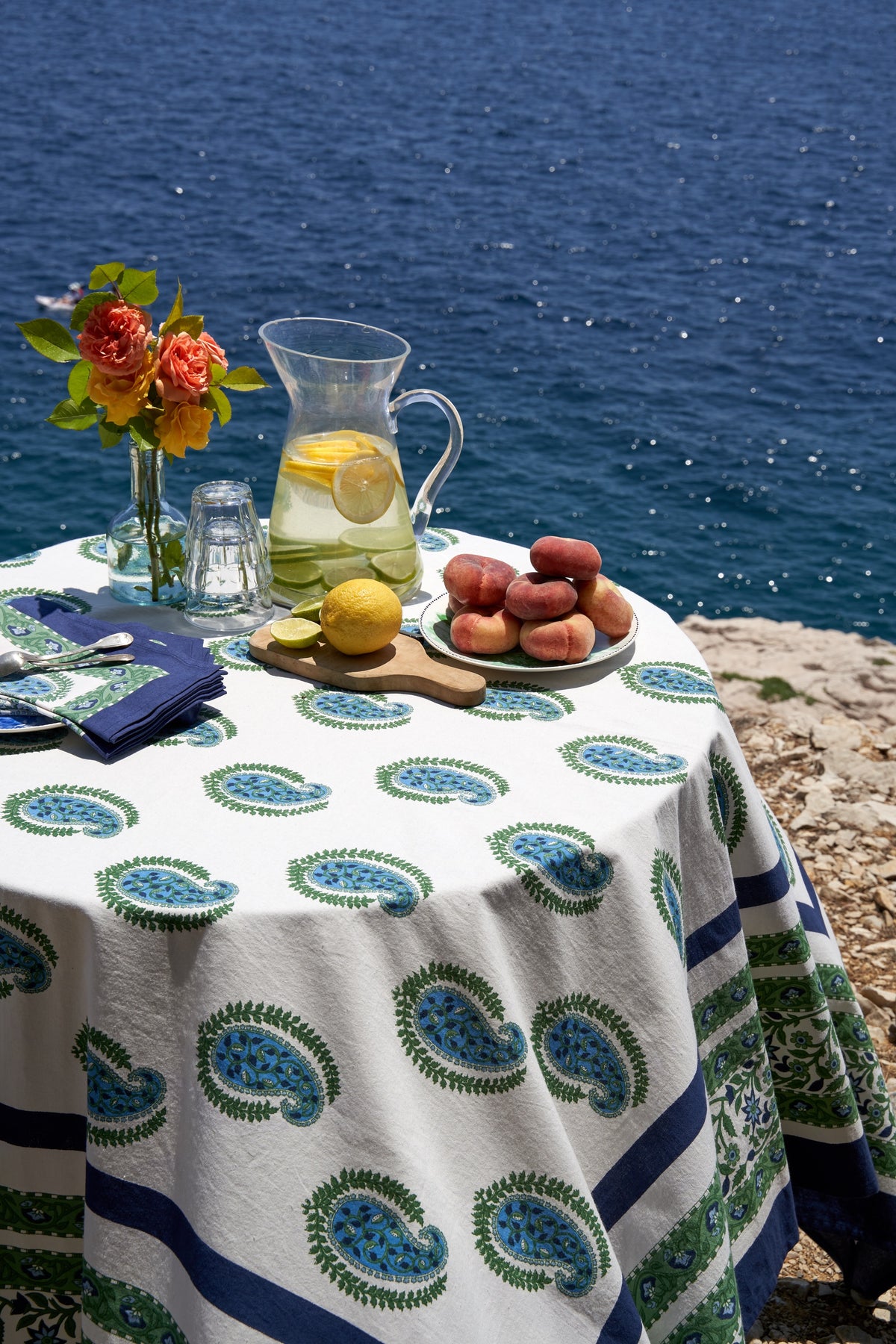 Cassis Tablecloth in Blue & Green