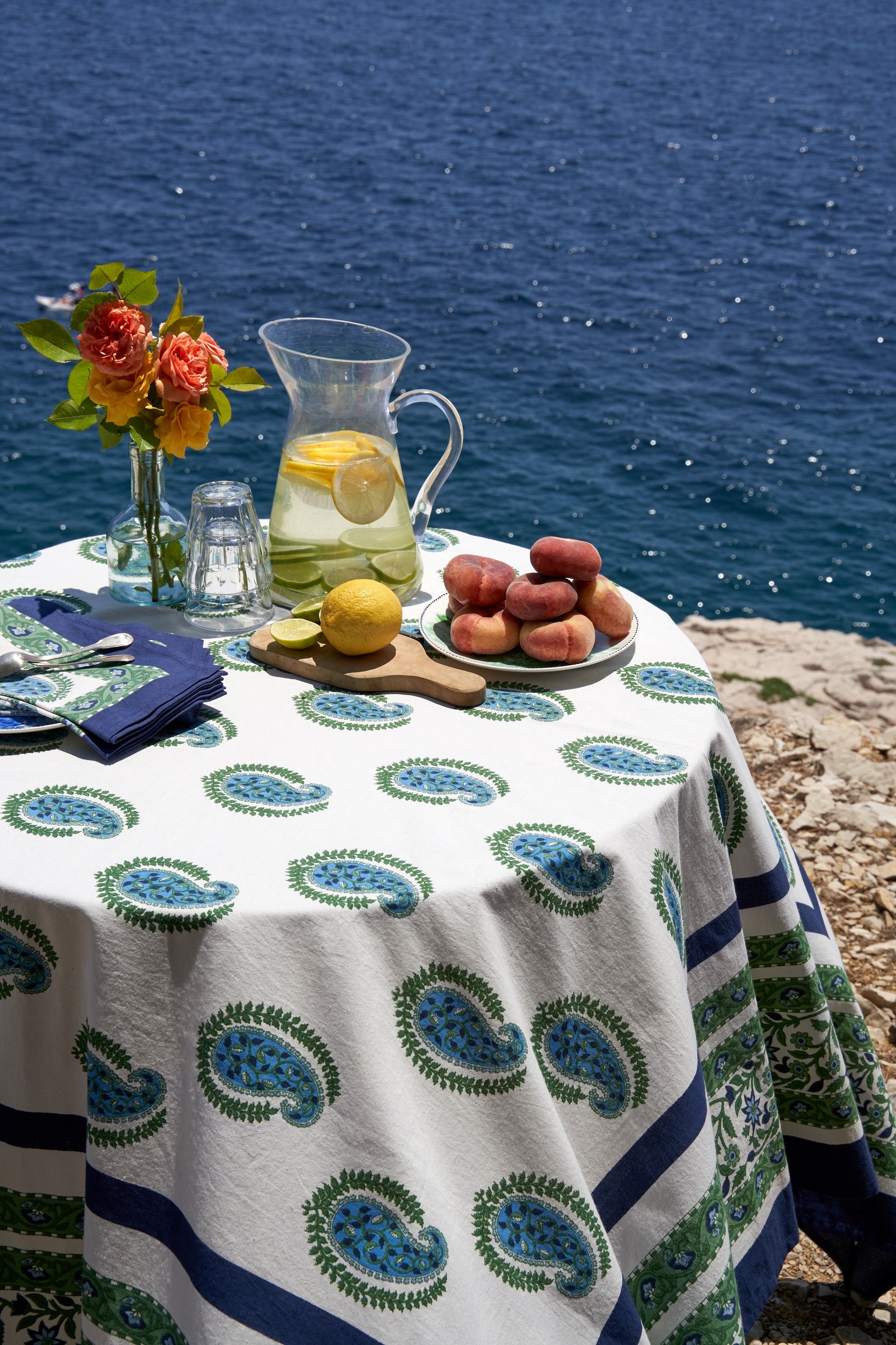 Cassis Tablecloth in Blue & Green