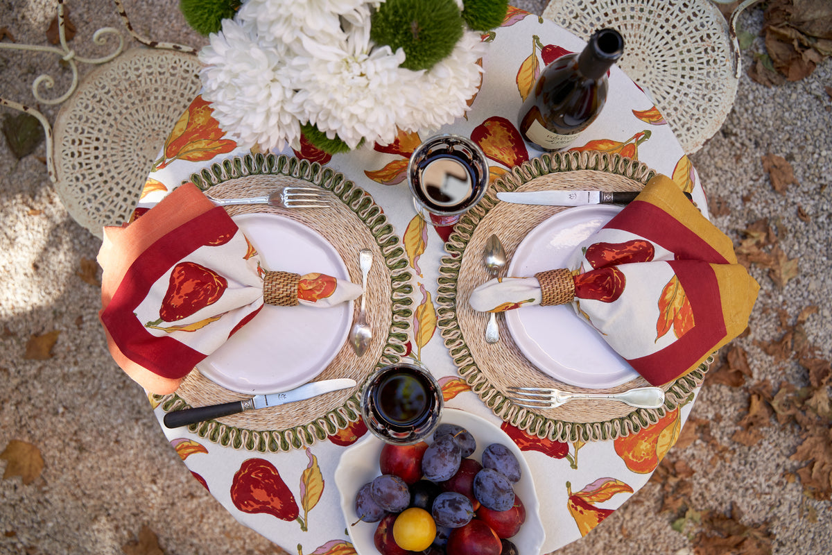 Orchard Pear Napkins in Burgundy, Set of 6