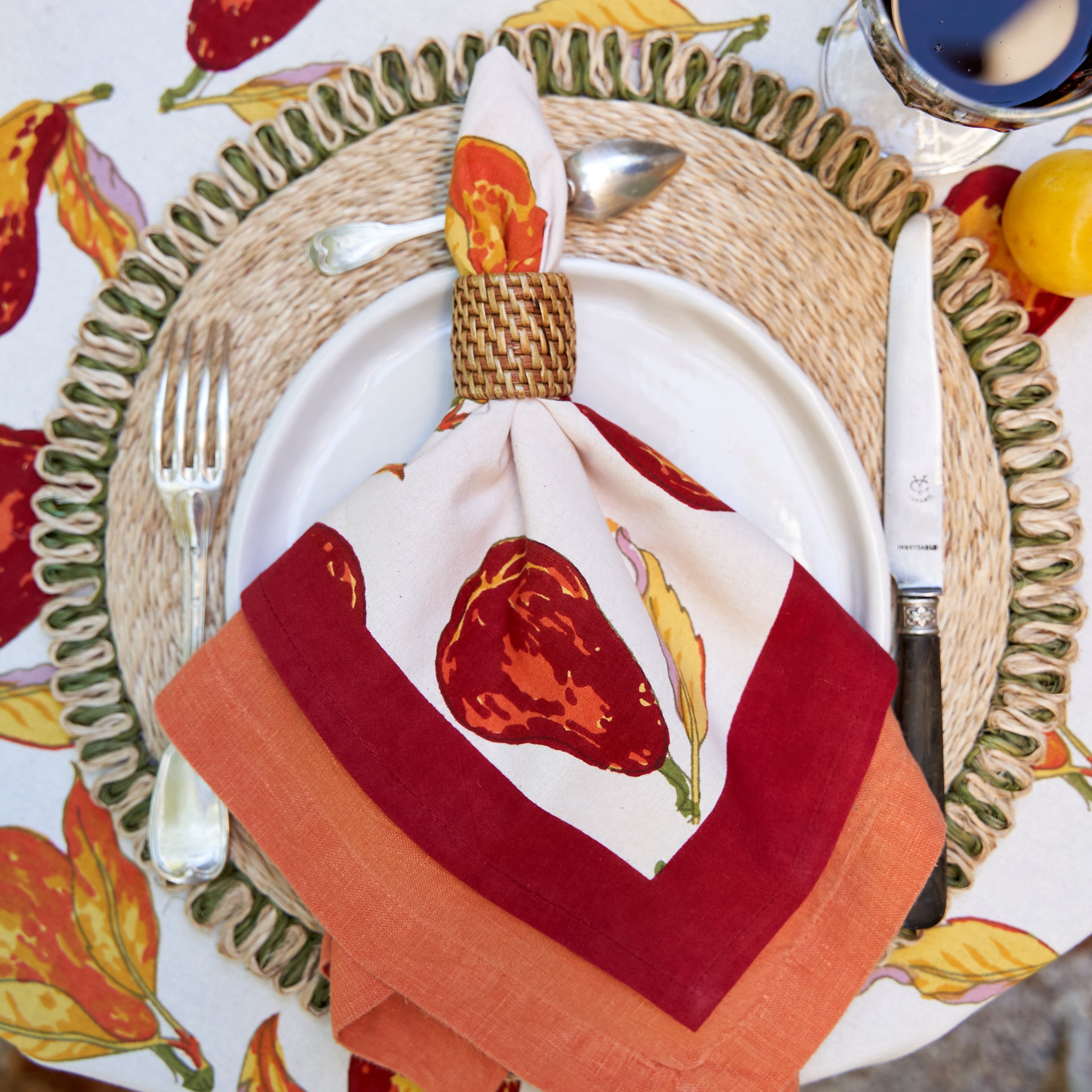 Orchard Pear Napkins in Burgundy, Set of 6