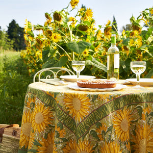 French Tablecloth Sunflower Yellow & Green