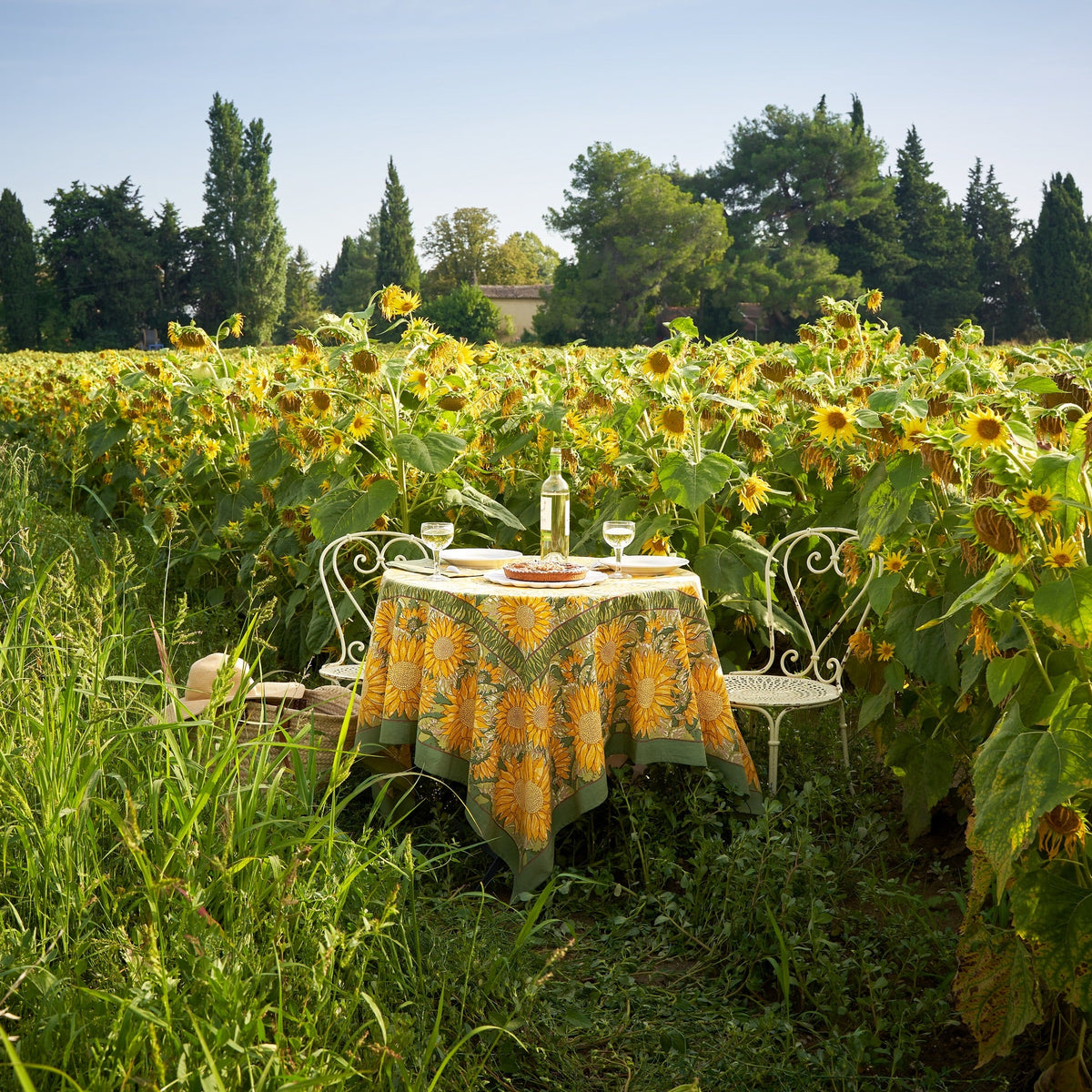 French Tablecloth Sunflower Yellow & Green