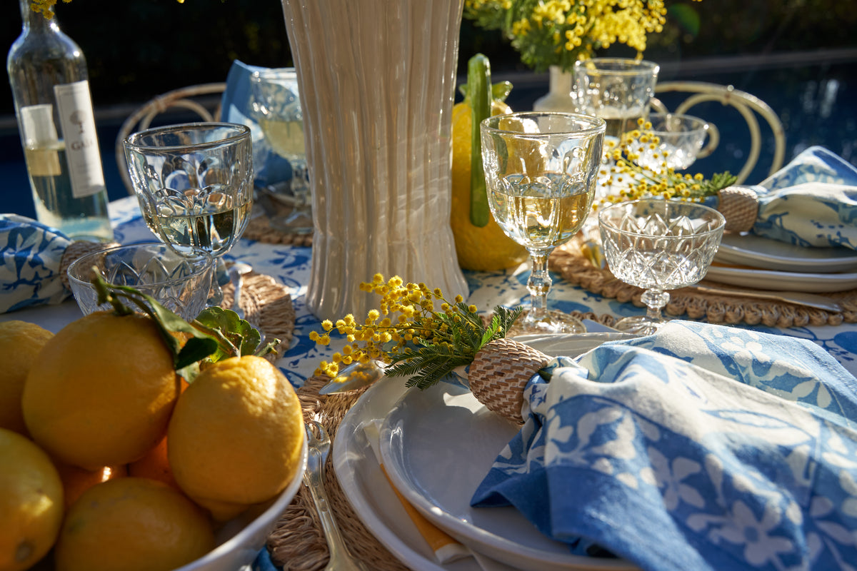 Citron Napkins in Bleu, Set of 6