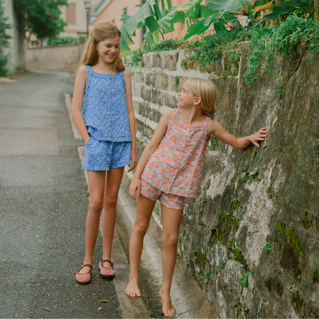 Girls Island Blossom Ruffle Tank And Short Set