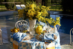 Citron Napkins in Bleu, Set of 6