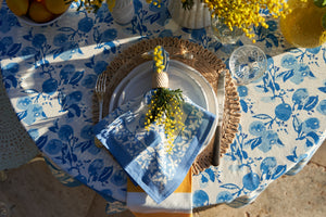Citron Napkins in Bleu, Set of 6