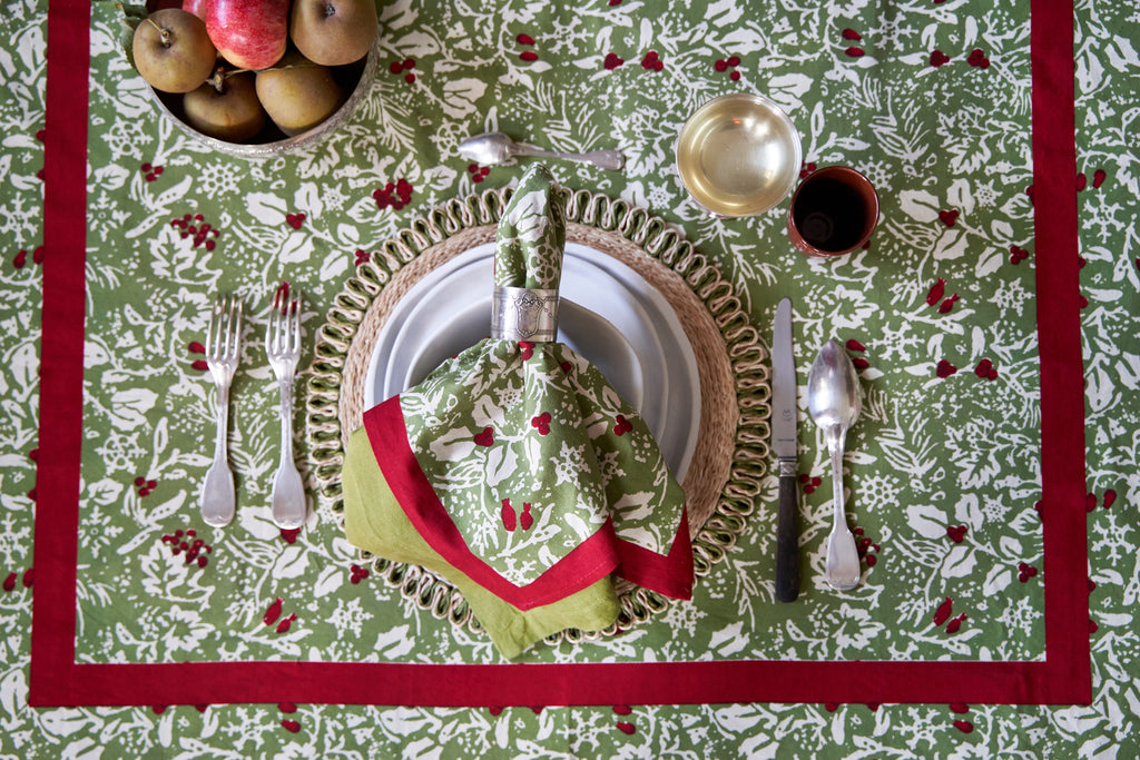 Baies de houx Mats in Red & Green, Set of 6