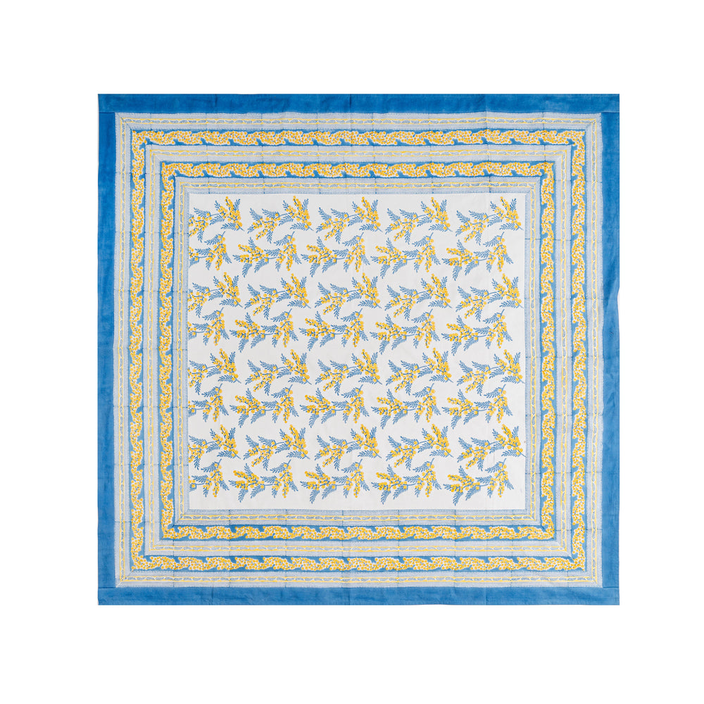 French Tablecloth Mimosa Blue & Yellow