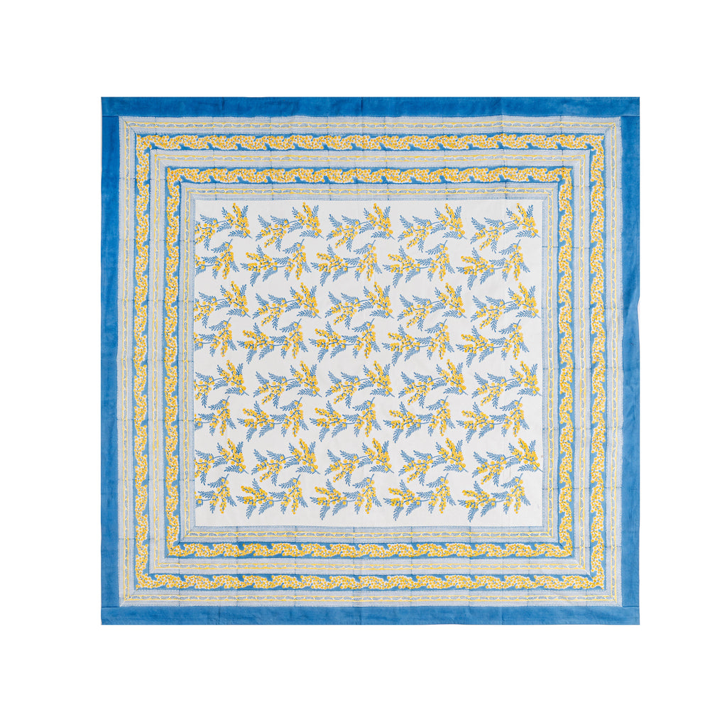 French Tablecloth Mimosa Blue & Yellow