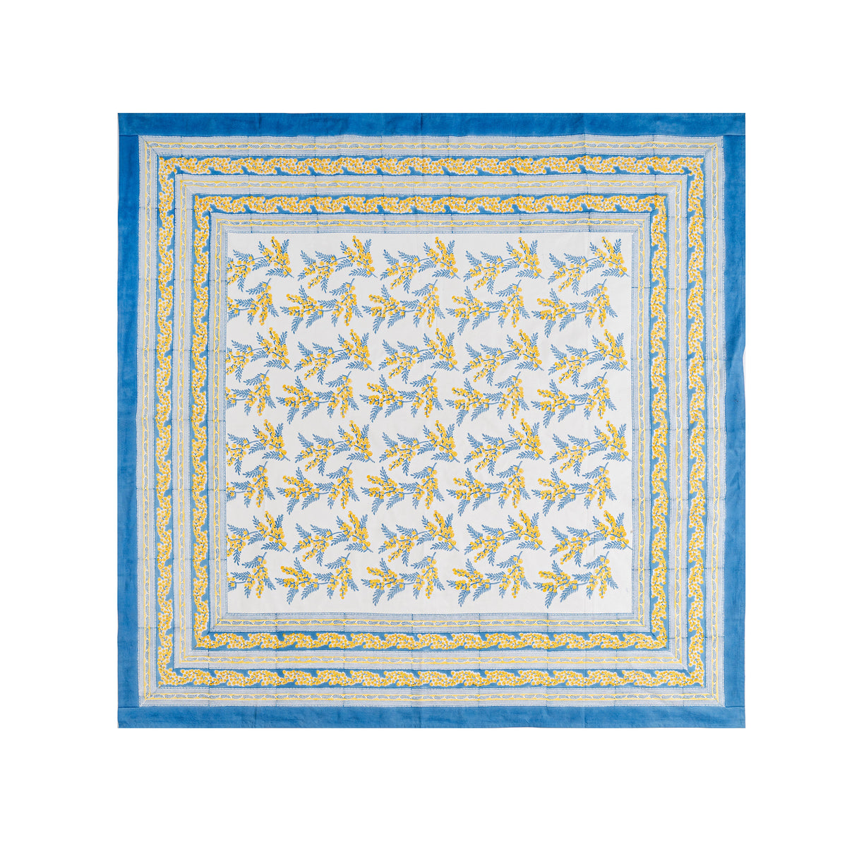 French Tablecloth Mimosa Blue & Yellow