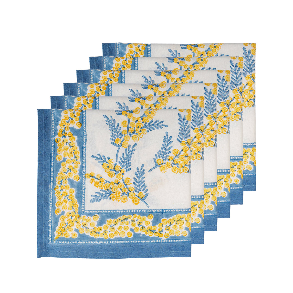 Mimosa Blue & Yellow Napkins, Set of 6